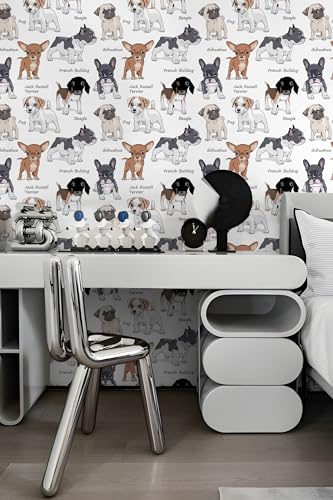 Papier peint repositionnable chien 44,5 x 500 cm vinyle imperméable - 5