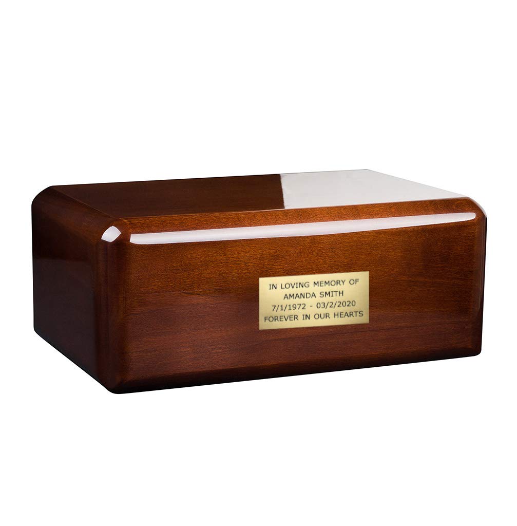Remember Forever Adult Cremation Urn for Ashes Unique Memorial Funeral urn for Human Ashes Cremation Casket URN WU52B (Brown/Plain/Memorial Plaque)
