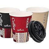 紙コップ蓋セット 260ml 9oz 100組 【 エンボス HMカフェ 紙コップ エンボス加工 断熱 耐熱 断熱性 ホールマーク 使い捨て 日本製 国産 C2650EC CR2650EBK 】【995】