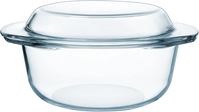 Glass Casserole Dish, Glass Round Casserole Dish with Lid, Large Casserole Dish for Oven, Glass Round Casserole Dish with Handles, Glass Casserole High Resistance