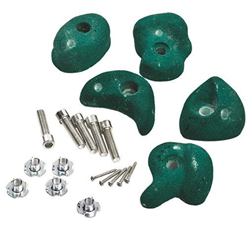 Garden Games Climbing Wall Holds Pack of 10 High Grip Poly Resin Climbing Stones (Green, 5 Pack)