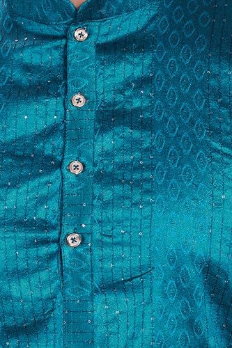 Image of DIVISIVE Men's Jequard Embroidered Art Silk Slim Fit Only Kurta