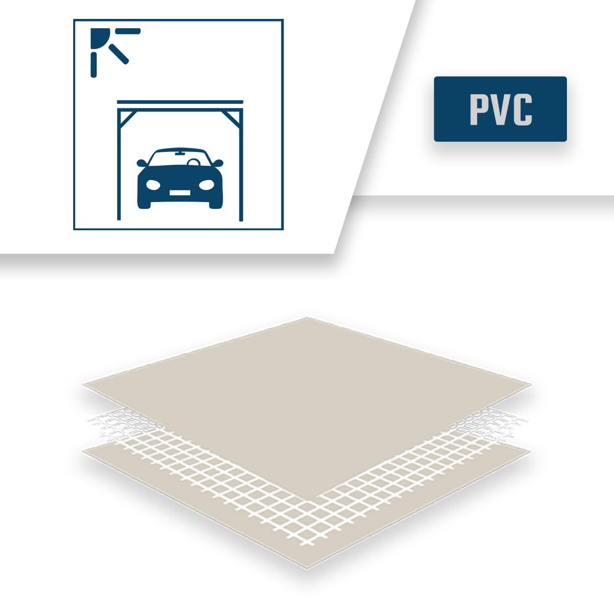Tecplast Telo Tettoia per Auto Avorio 2,5x4 m - Garantia de 10 Anni XP640CP - Telo PVC Impermeabile per Carport - Prodotto in Francia