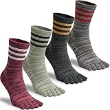 QUPOLPOL Zehensocken Herren 4 Paar 39–46 – Retro Fünf-Finger-Socken aus Baumwolle, Atmungsaktiv & Anti-Blasen, Feuchtigkeitsableitende Sportsocken für Laufen, Fitness & Alltag