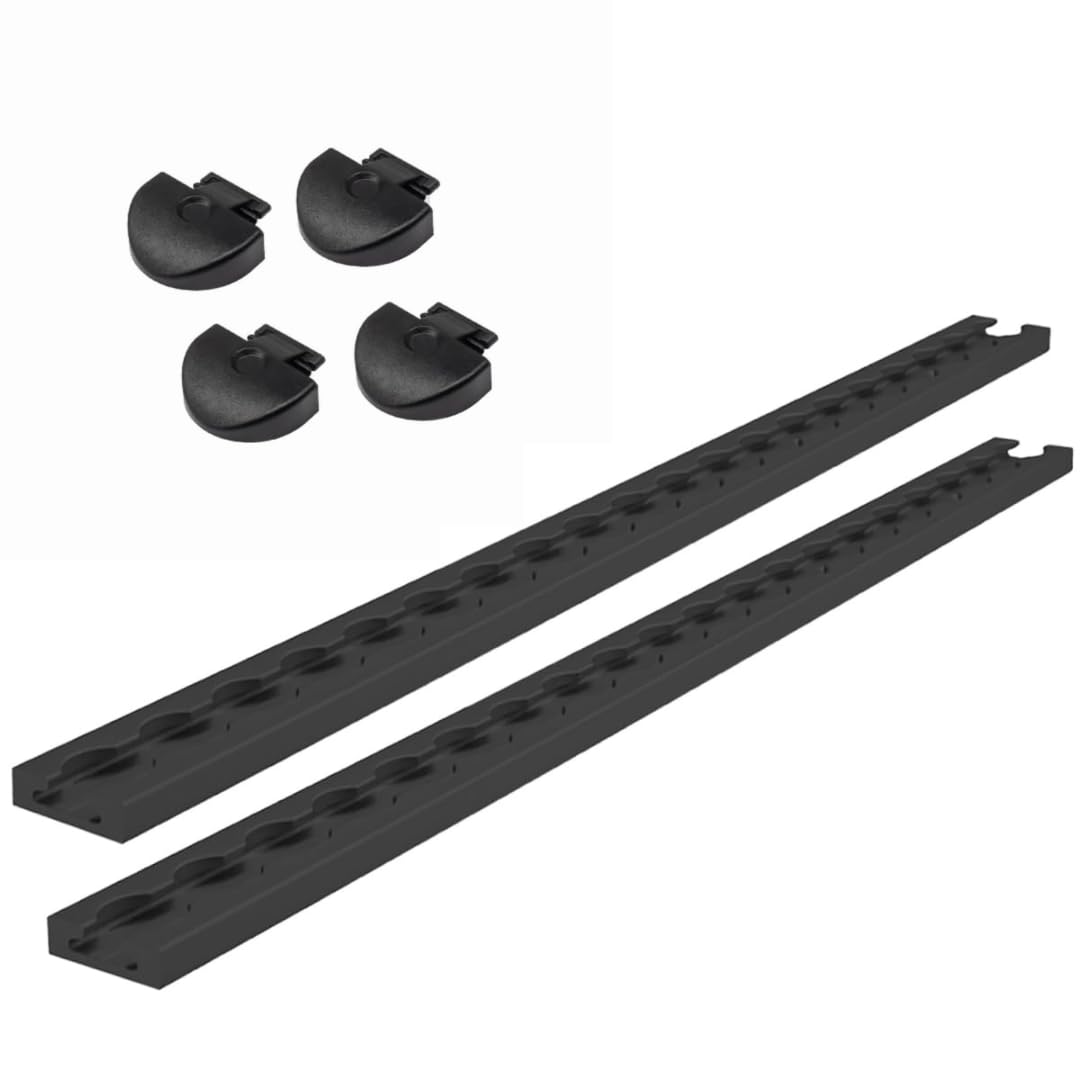 Airlineschienen-Set eckig 34 x 9,6 mm, schwarz KTL, gebohrt, mit Endkappen | 2 Aluminium-Zurrschienen mit 4 Endkappen für Transporter und Wohnmobile | Länge: 2 x 1,0 m (Startertset 2.2)