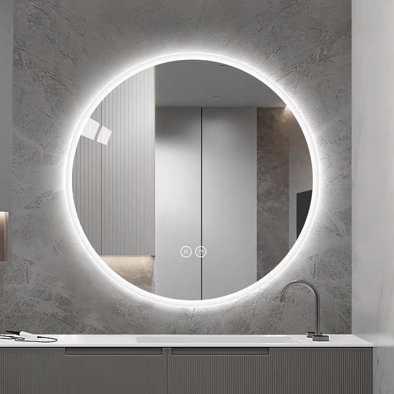 Miroir salle de bain LED de 80cm rond à intensité variable