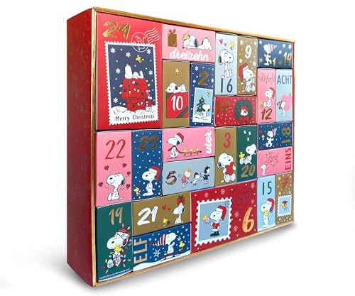 PEANUTS | Original Adventskalender | 24 Paar Socken Für Damen | Weihnachtskalender Mit Füßlingen + Langen Socken | Größe 37-41 | OEKO-TEX