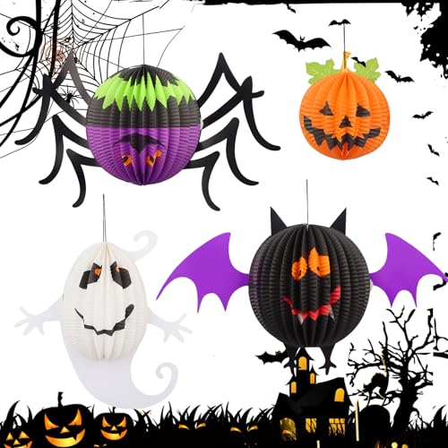 【Lanterne di carta sospese uniche】Il nostro set include eleganti lanterne sospese a forma di mostri, ragni, fantasmi e pipistrelli. Queste lanterne creative creeranno un'atmosfera spettrale al tuo prossimo evento di Halloween o alla parata di San Martino.
