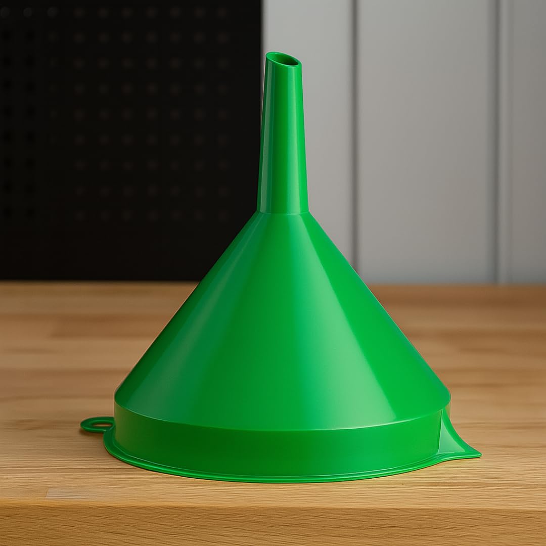 PARENCE.- Grande imbuto in plastica da 16 cm - beccuccio + foro per appendere - cucina, garage o imbuto per liquidi - colore casuale (rosso, blu, verde, arancione)