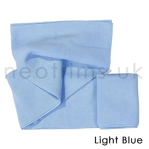 Knit Rib Elastane Waistbands Ribbing Strip, Neotrims Stretch 2 x 2 Fabric Material, Great Recovery Resilient. Use Garment Cuffs, Collars, Welt Edge. 100cms x 20cms Panel. Light Blue, 1 Strip3