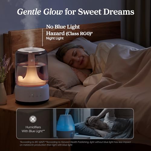 LEVOIT Humidifiers for Bedroom, 4.2L Top Fill for Large Room with 42H Runtime, Dishwasher Safe Design Easy to Clean, 21dB Quiet Cool Mist for Baby, Plants, Night Light, Essential Oil Diffuser, White