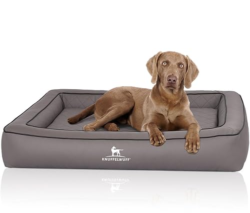 Knuffelwuff Hampstead - Cama ortopédica para perros (105 x 80 cm, piel sintética, acolchada, con láser)…