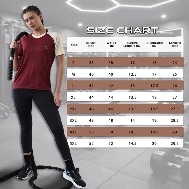 Image of CHKOKKO Gym Tshirt for Women Workout Activewear Regular Fit T Shirt for Woman Round Crew Neck Half Sleeves Best for Sports and Outdoor Activities