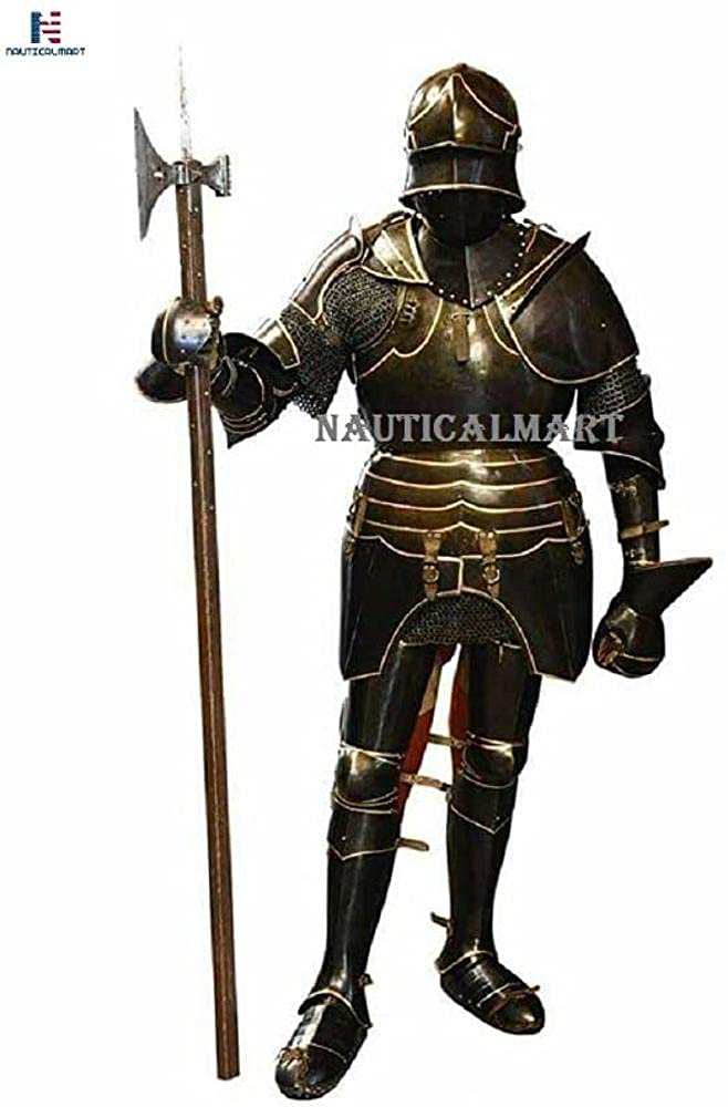 NauticalMart Medieval Knight Gothic 15th Century Closed Full Suit Of Armor Wearable Halloween Costume In Antique