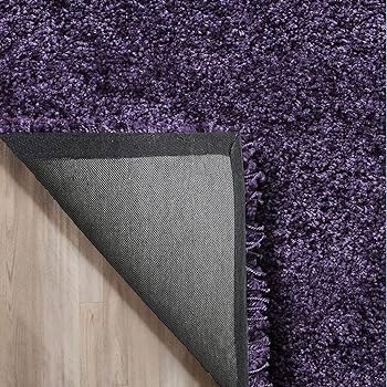 Image of AROMICK Modern Polyester Anti Slip Shaggy Fluffy Rug and Carpet for Living Room, Bedroom & Dining Room (4 x 6 Feet, Purple)