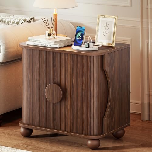 Modern Square Nightstand with Charging