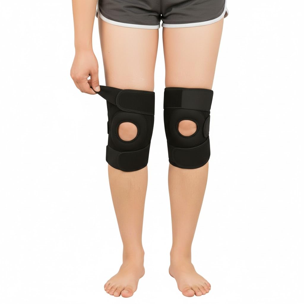 kossto Knee Brace Pair – Compression Knee Cap for Men Pain Relief & Women – Knee Support for Men Gym, Running, Arthritis, Joint Pain, Injury Recovery | (BLACK) - Image 4 thumbnail