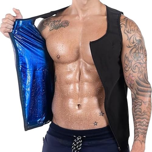 Sauna Vest for Men Waist Trainer,Sleeveless Sauna Suit for Men Weight Loss,Sauna Shirt for Compression Tank Top