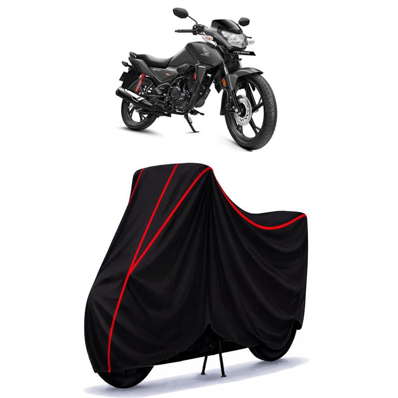 Image of SP 125 BS6 Water Resistant Bike Cover for All Motorcycles & Rain | Heavy Duty Taffeta Fabric | UV Protection, Dustproof, Scratchproof | All Weather Two Wheeler Body Cover with Elastic Bottom