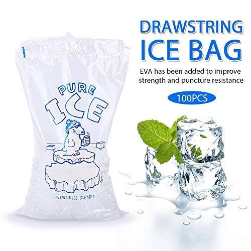 100 Stück Kordelzug Eisbeutel Eva Einweg Isolierter trockener kalter Eisbeutel Kühlbeutel für Lebensmittel Frischer Eisbeutel Aufbewahrungsbeutel