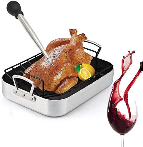 Home Servz Stainless Steel Turkey Baster Syringe and Poultry Lifters fork Set of 2, - Thumbnail 7