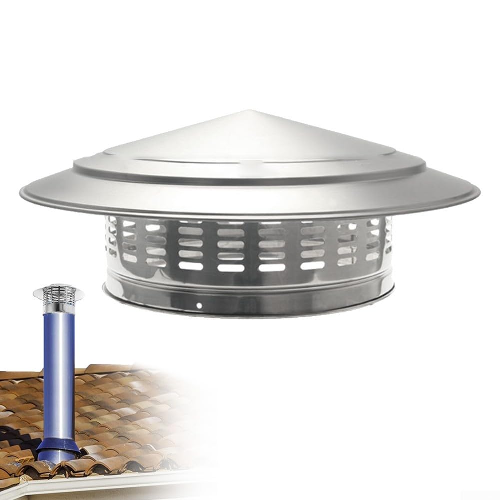 HpLive 250 mm/300 mm Chimenea Sombrero de techo de acero inoxidable, sombrero de cilindro de metal, tapa de lluvia para chimenea (250 mm)