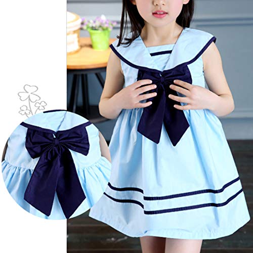 Amebelle Big Girl Sleeveless Nautical Sailor School Uniform Dress With Bow Tie(0788-Blue-5T) #TOP5