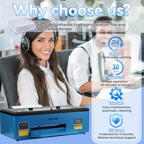 Image of FAFAIR A3 L1800 DTF Printer, DTF Transfer Machine with White Ink Mixing System & Auto Clean, High-Speed DIY Print Machine with Software, Powder, 5 x 250ml Ink, and 1 x Roll of Film(L1800+Oven)