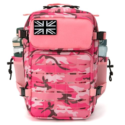 QT&QY 25L Military Tactical Backpacks For Women CCW Army Laser cut Molle Daypack small EDC Bug Out Bag Gym Rucksack With Dual Cup Holders medical Rucksack Pink Camo - Image 2