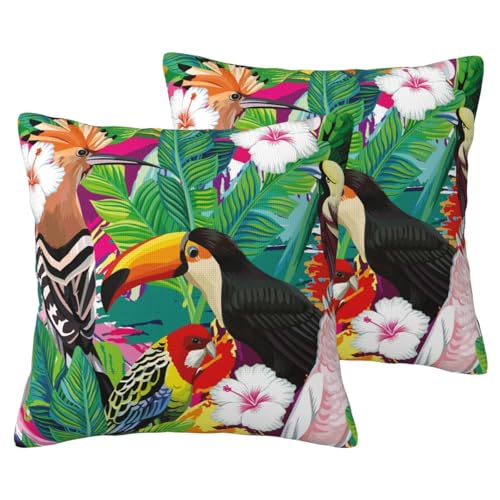 Housses de coussin de qualité imitation lin au design jungle chic - 2
