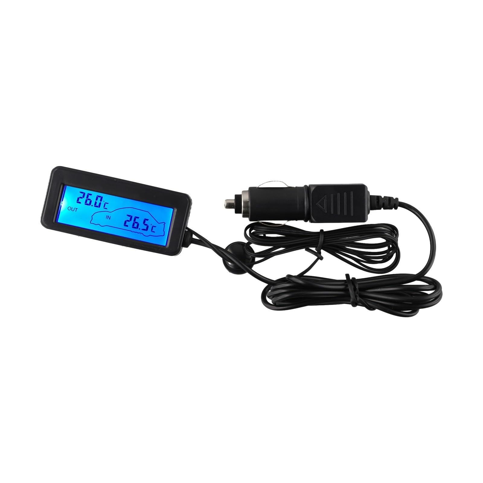 Termometro Digitale LCD Per Auto 12V – Interno/Esterno Con Sensore Da 15 M, Display Blu