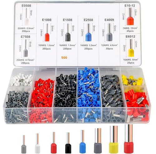 Image of Wire Crimping Tool Kit Ferrule Crimping Plier with 1200pcs Terminals Ferrule Wire Copper Crimp Connector & Crimper Plier Self Adjusting Electrician Ratchet.