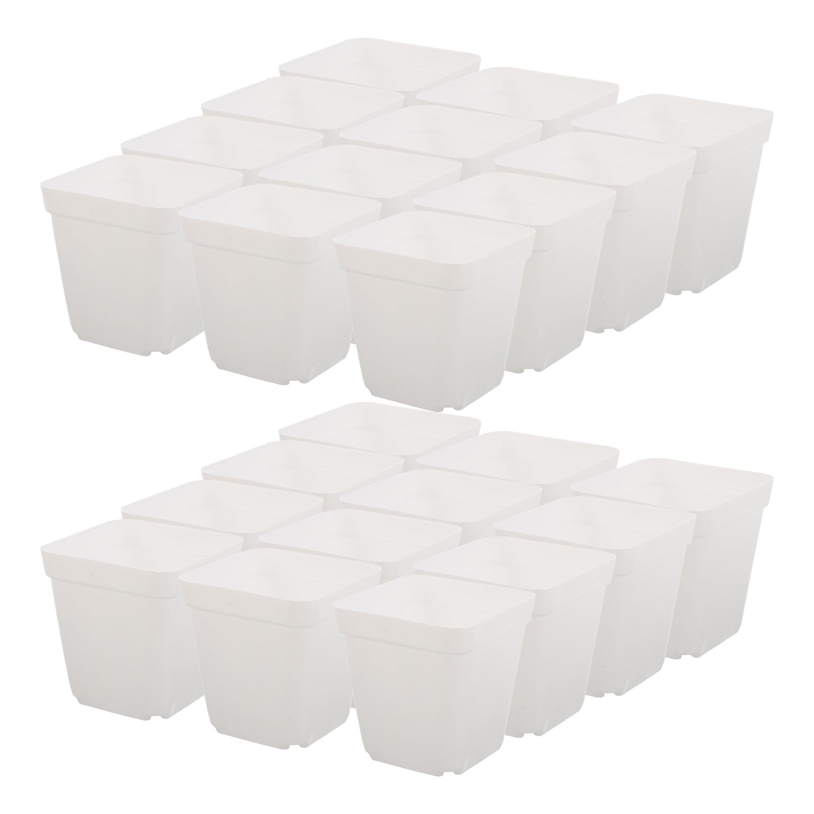 VICASKY Lot de 100 Petits Pots Carrés en Plastique Blanc pour Pépinière avec Drainage Godets de Semis Compacts et Légers pour Jardinage D’Intérieur et Propagation de Réutilisable