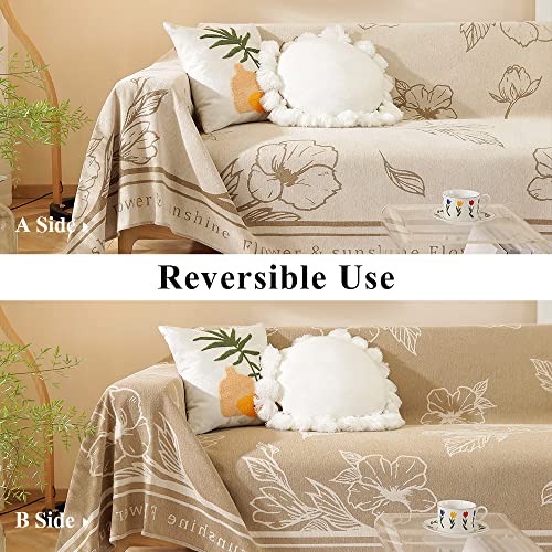 Stacypik Soft Reversible Sofa Cover Vintage Garden Sectional Couch Cover Blanket For Pets Kids Children Dogs Cats,Thick Farmhouse Boho Couch Protector For 3 Cushion Couch,Decorative For Couch-71"X134" #TOP1
