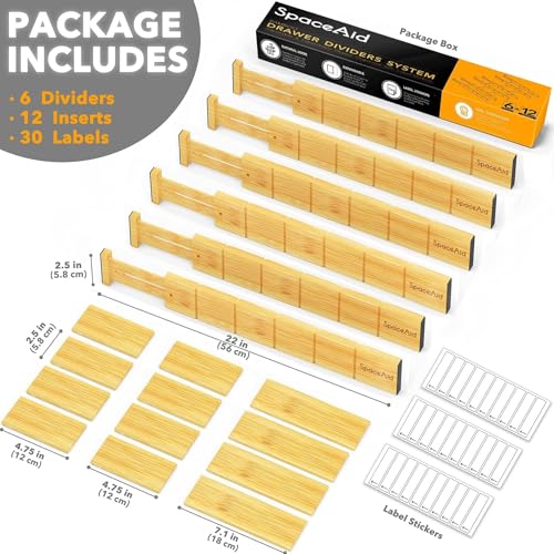 SpaceAid-Bamboo-Drawer-Dividers-with-Inserts-and-Labels-Kitchen-Adjustable-Drawer-Organizers-Expandable-Organization-for-Home-Office-Dressers-and-Bathroom-6-Dividers-with-12-Inserts-17-22-in