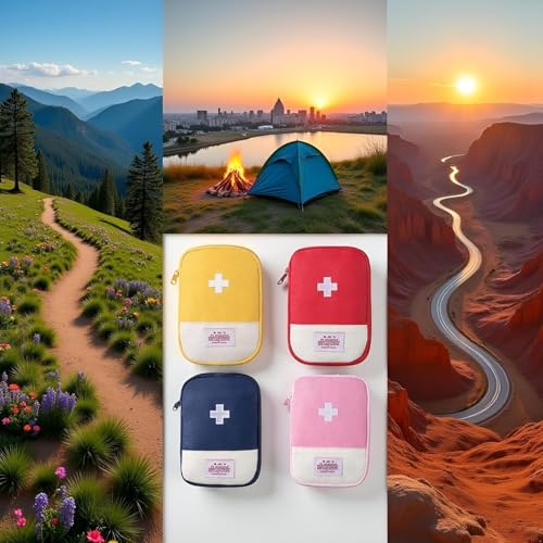 4 Pcs Travel First Aid Pouch,Empty Mini First Aid Pouch, Portable Outdoor First Aid Medical Rescue Bag Multi-Function Emergency Medicine Storage Organizer Bag Health and Household Supplies (Small) - Image 3