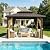 GAZEBEST 10'x12' Hardtop Gazebo Outdoor Aluminum Patio Gazebo Double Roof Galvanized Steel Canopy with Netting and Curtains for Garden, Backyard,Deck and Lawns