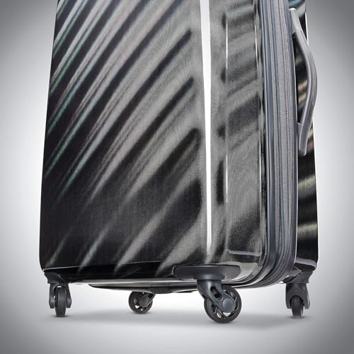 Image of American Tourister Moonlight Hardside Expandable Luggage with Spinner Wheels, Iridescent Black, Carry-On 21-Inch