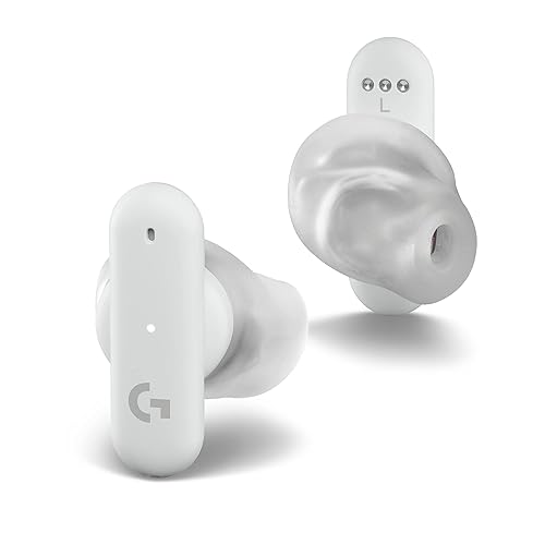 Logitech G FITS True Wireless Gaming Earbuds, Custom Molded Fit, Lightspeed + Bluetooth, Four Beamforming Microphones, PC, Mac, PS5, PS4, Mobile, Nintendo Switch - White - White