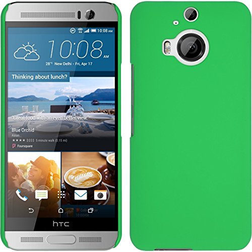 PhoneNatic Hülle kompatibel mit HTC One M9 Plus - Hülle grün gummiert Hard-case + 2 Schutzfolien