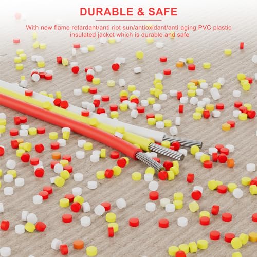 Image of PAUTIX 65.6ft /20M Extension Cable Wire Cord,22AWG 3-pin Wire Cord for Single Color LED Strip Lights,COB /2835 Tape Lights,5V 12V 24V Low Voltage Extension,Red,Yellow,White (Pack of 2)