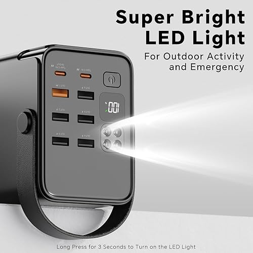 Miniatura 6 de JOKO Banco de energía de 70000 mAh, alta capacidad, 20 W, PD 3.0, carga rápida, 22.5 W, máximo banco de energía grande, 7 salidas 2 entradas,