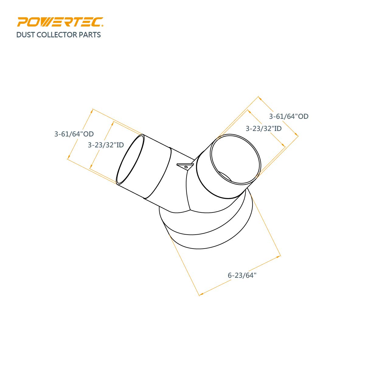 POWERTEC 70189-P2 Colector de polvo Y-Fitting | Reductor de manguera de 6 a 4 pulgadas para sistema de recolección de polvo de carpintería, 2 unidades