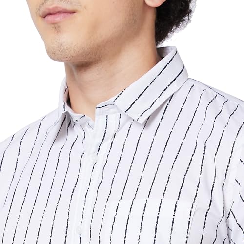 Image of Spykar Men's Regular Fit N /A Half Sleeve Striped Casual Shirts
