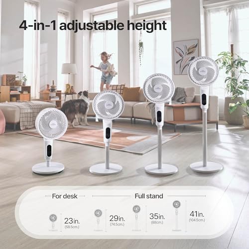 Image of COWAY Airmega P50 Pedestal Fan for Bedroom, Voice Control, 18.5dB Quiet with BLDC Motor, 120+90 Omni-Directional Oscillating, 108ft Airflow, 12 Speeds, Smart Modes, Adjustable Height, Remote, White