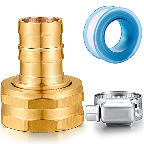 Image of Solid Brass Garden Hose Repair kit Connector with Clamps 5 /8 inch Barb x 3 /4 inch Female,Fit for Garden Hose Fitting,Male and Female Hose Fittings