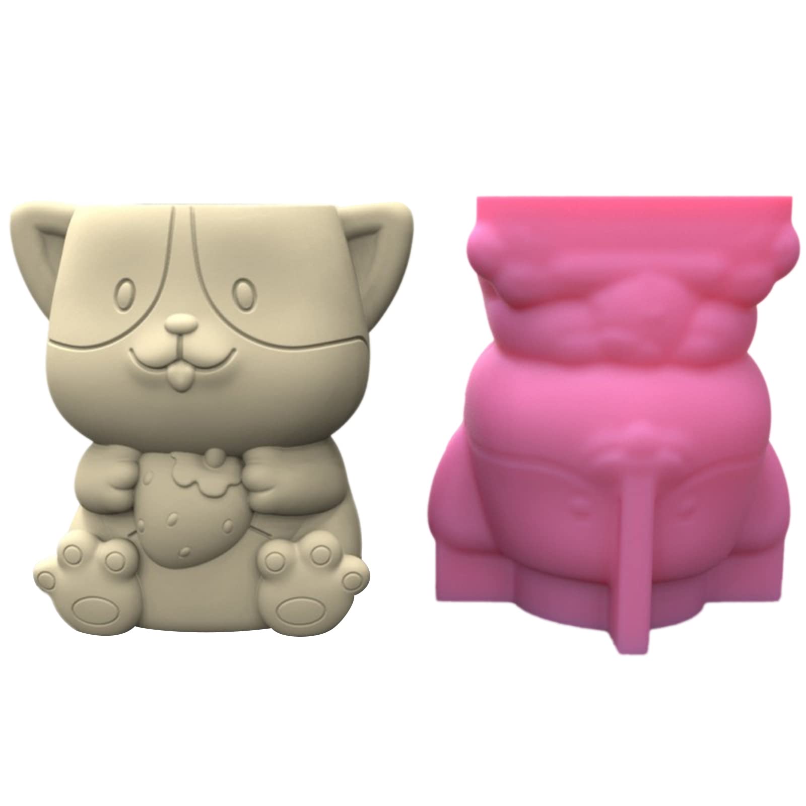 NEWFT Dog Flower Silicone Puppy Flowerpot Epoxy Resin Casting Candle Holder Resin Mold for Storage Box