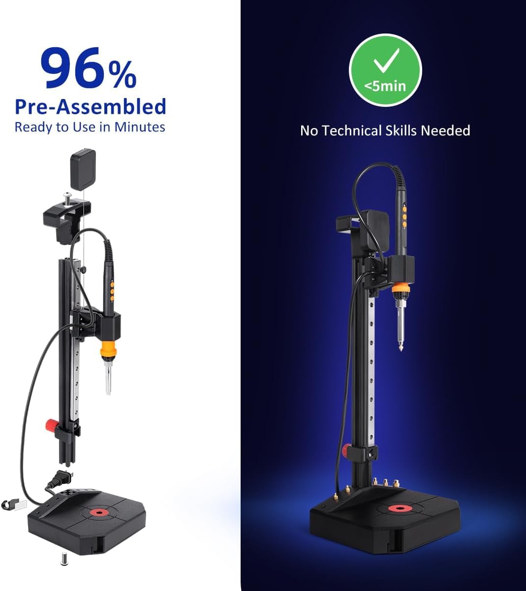 Nutopress Pro Machine de pressage verticale avec fer à souder 90 W, pointes M2-M8, 30 écrous en laiton filetés pour pièce imprimée 3D