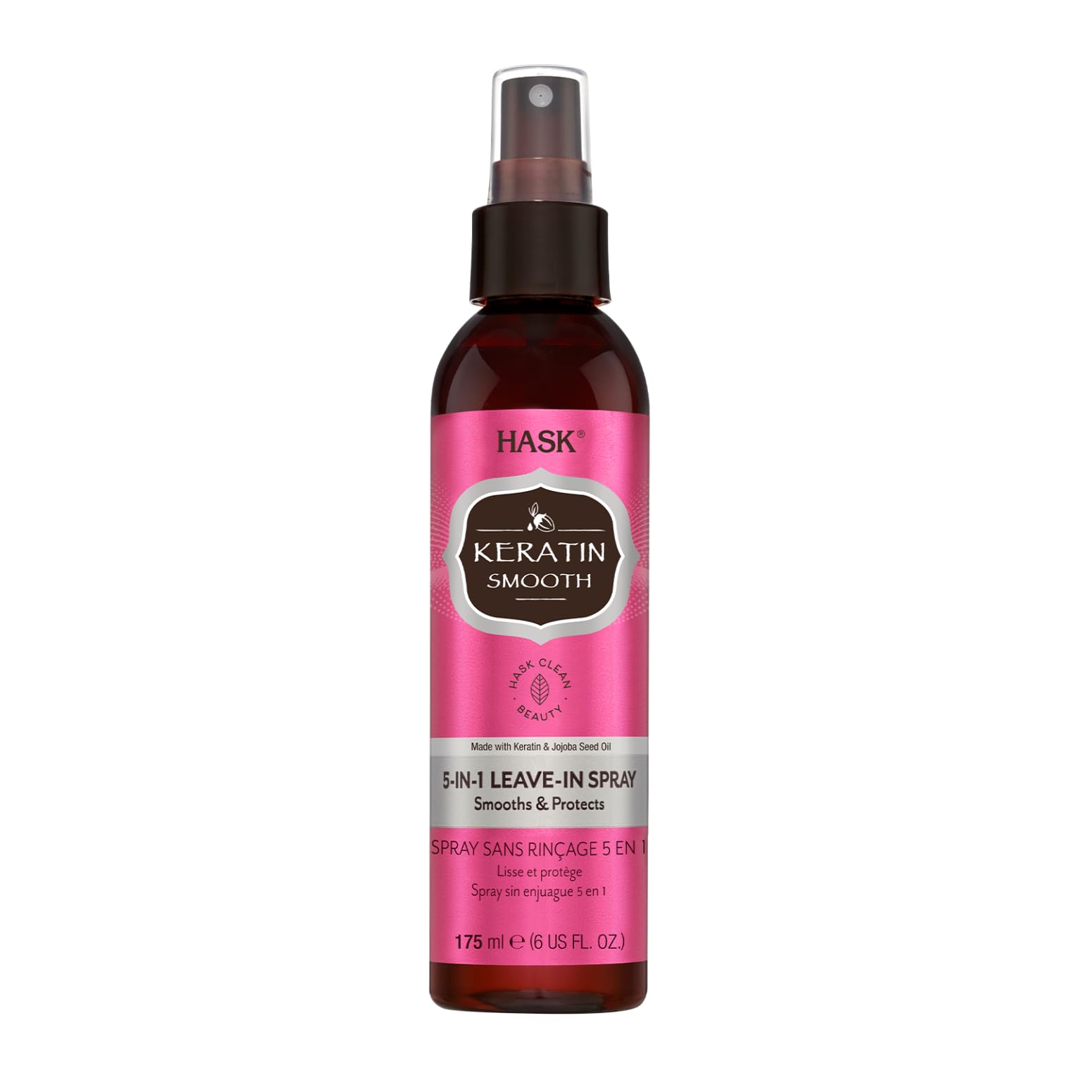 HASK Keratin Smooth 5-In-1 Leave-In-Conditioner Spray - 175 ML | Smooths & Controls Frizz | Thermal Proection Hair Spray