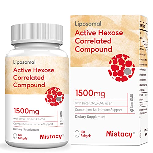 Liposomal Active Hexose Correlated Compound Supplement | Mushroom Supplement | High Absorption Formula Enhanced with Beta-1,3/1,6-D-Glucan | 120 Softgels